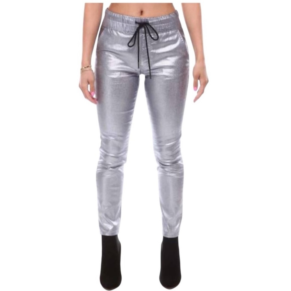 NWT Juicy Couture Gunmetal Easy Skinny Metallic Silver Pant Sz 29
